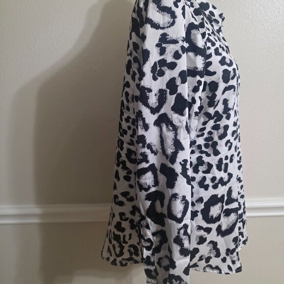 DKNY Leopard Print Button Down Blouse NWT Size L - Picture 4 of 7